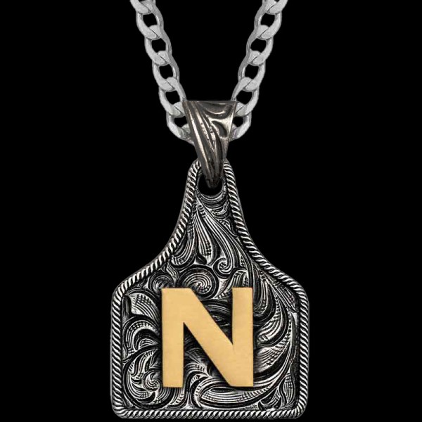 Medium Initial Cow Tag Necklace 